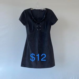 Dress, Black, Express, Sueded Fabric